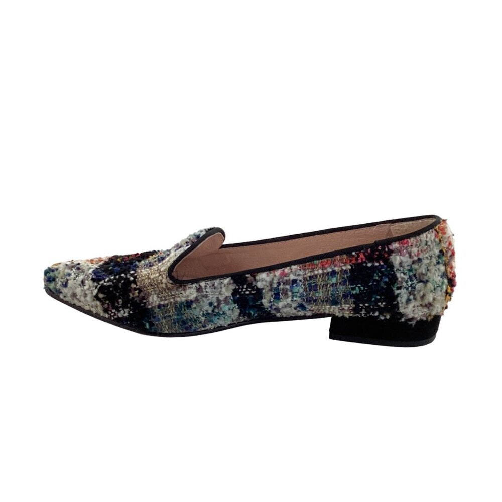 Bisue Ballerina Anthropologie Tweed Loafer Size 6.5 Multi‎ Color